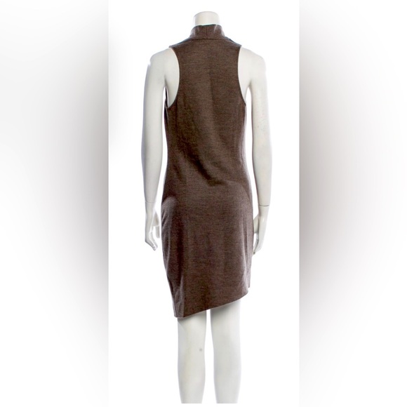 EUC Helmet Lang wool sheath asymmetrical dress medium sleeveless cowlneck - Picture 3 of 6